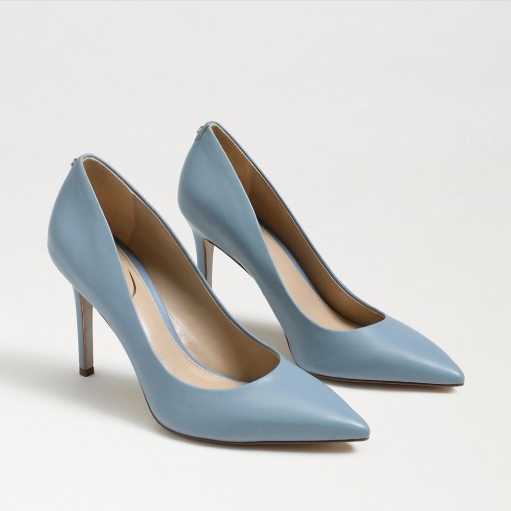 Sam Edelman Hazel Pointed Toe Light Blue Leather Women's Heels 6 1/2 6.5 - Picture 8 of 8